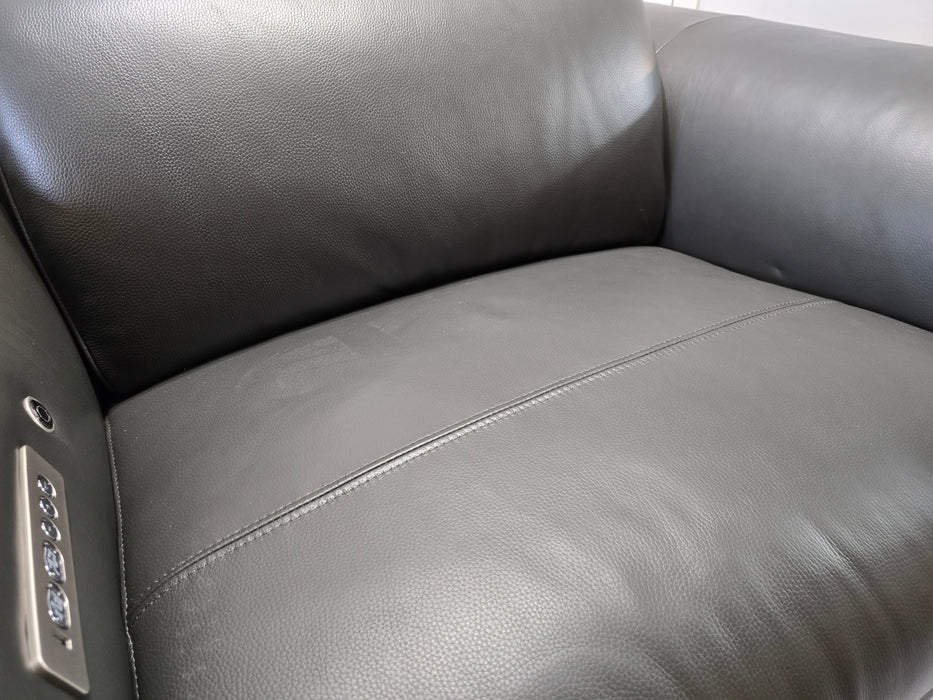 Plaza Loveseat - Trusty Embossed Leather Charcoal - Power Recliner