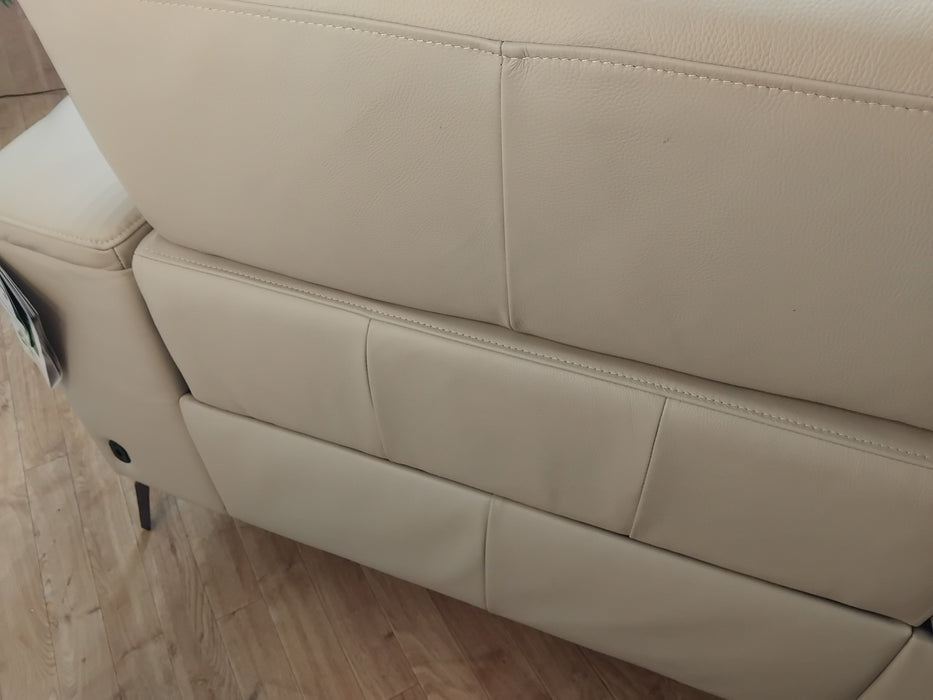 Sofology The Fratelli Leather 2.5 Seater Power Recliner/Headrest in Trusty Embossed Bone China