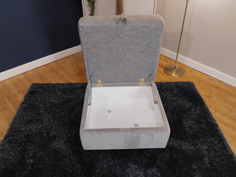 Sofology Luella Fabric Small Storage Footstool in Soft Sherpa Silver