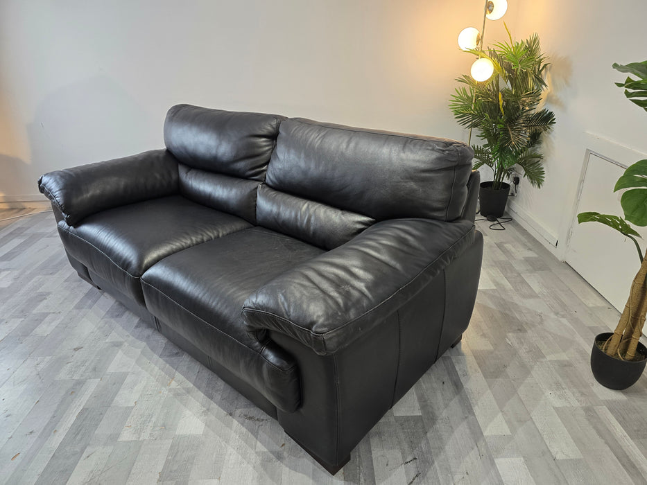 Santino 2 Seater - Leather Sofa - Caruso Black