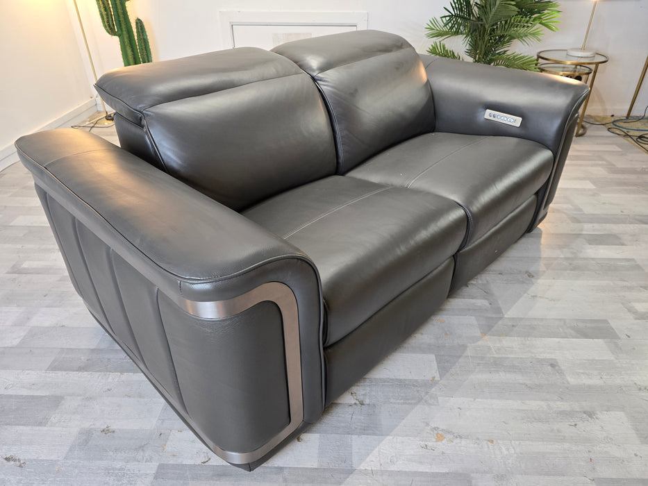 Plaza 2 Seater - Trusty Embossed Leather Charcoal