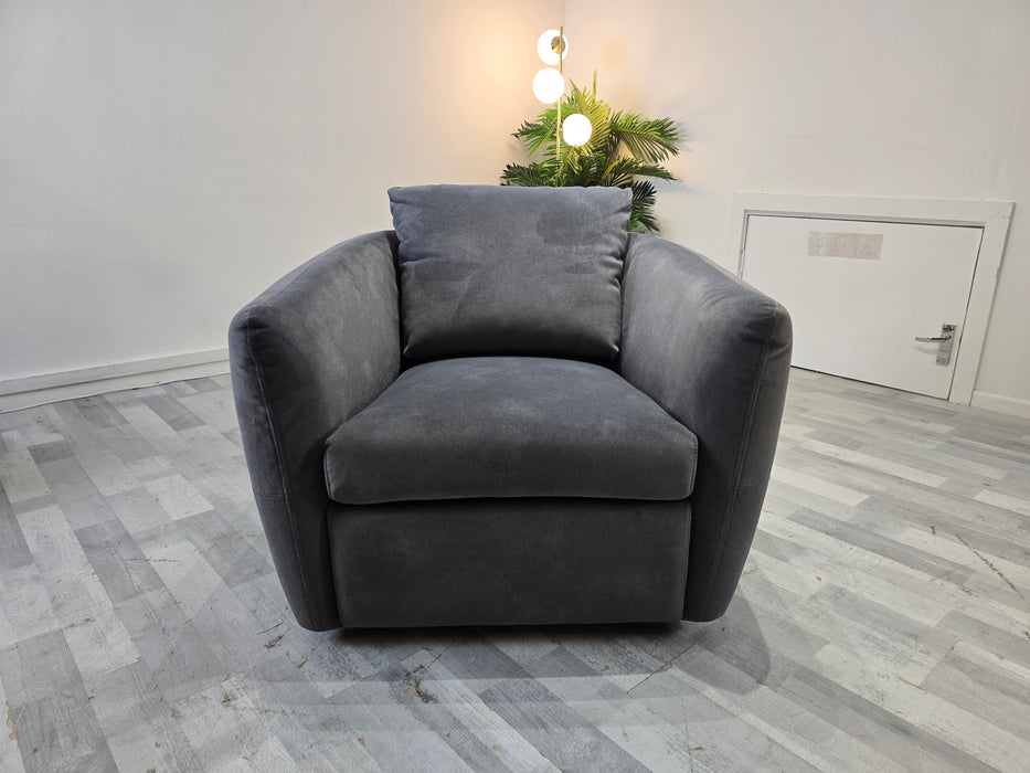 Marvella Swivel Chair - Lifestyle Flecked Fabric Charcoal