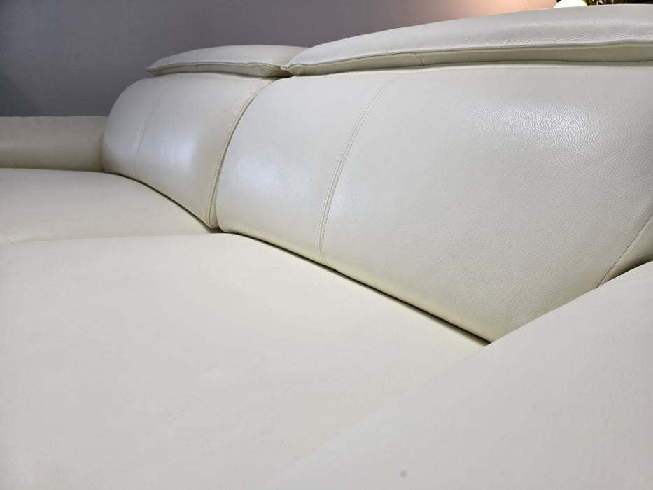 Benz 3 Seater - Power Recliner - Trusty Sheen Leather White