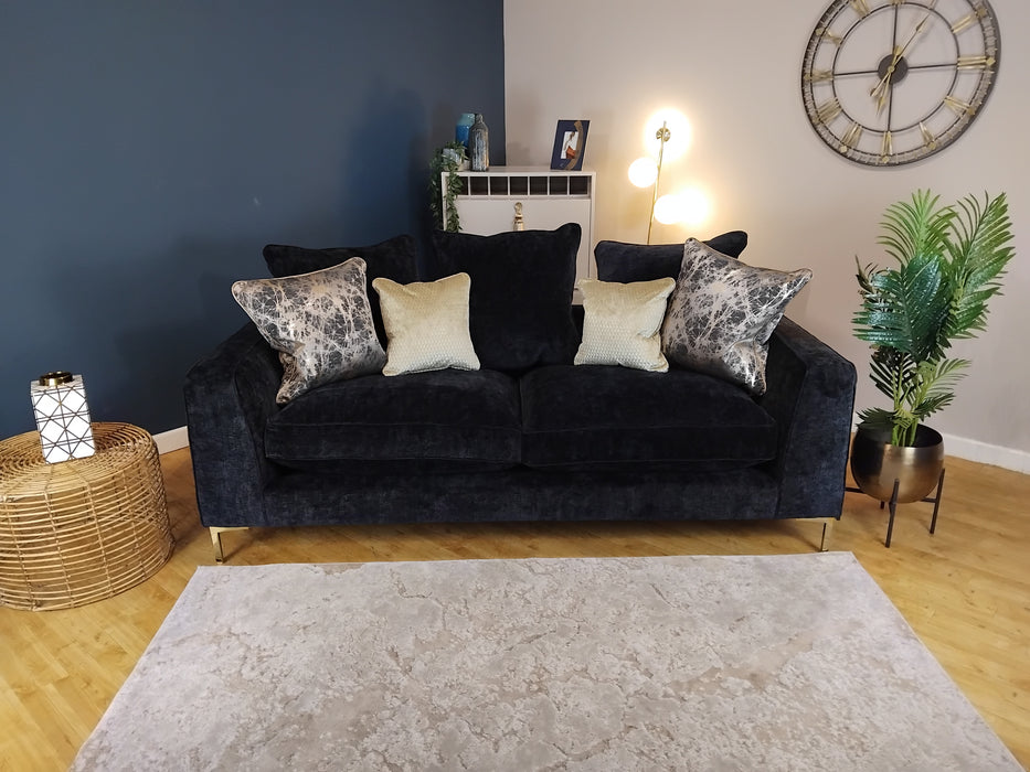 Sofology Rococo Fabric 3 Seater in Chunky Chenille Black Mix (WA2)
