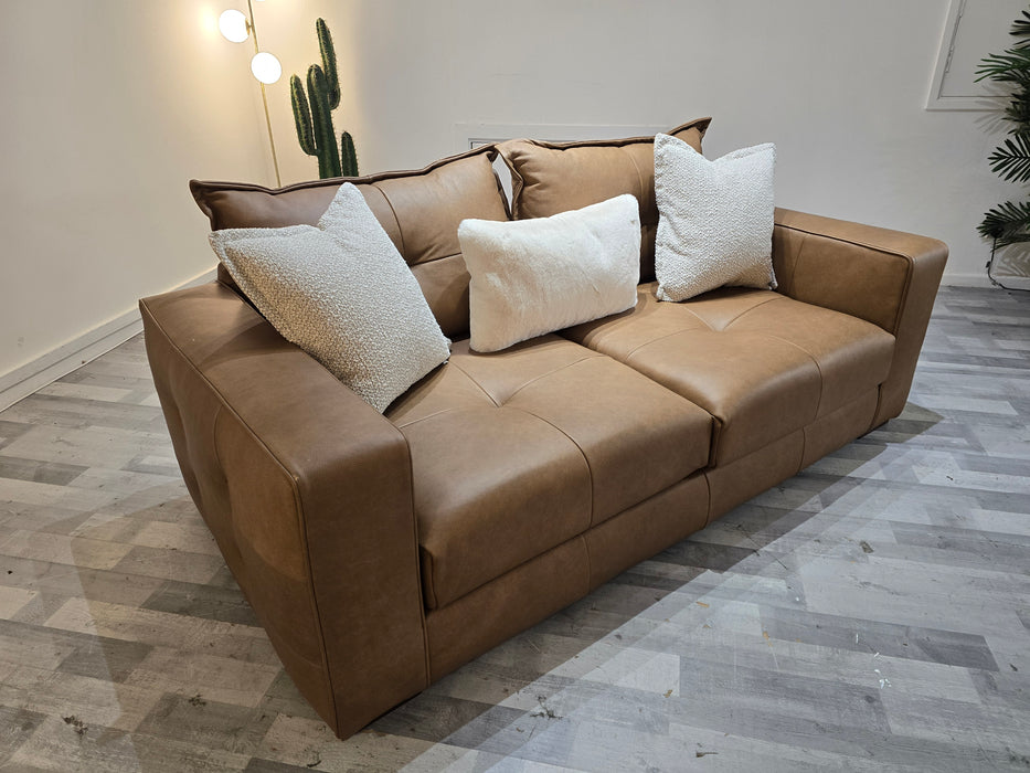 Artisan 3 Seater -Relaxed Natural Grain Leather Tan/Natural Mix