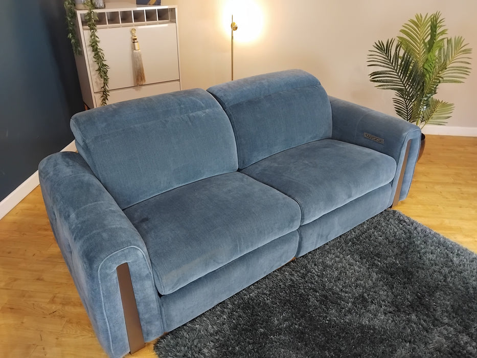 Sofology Kingsbridge Fabric 2.5 Seater Power Recliner/Headrest in Relaxed Chenille Denim