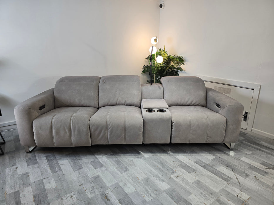 Marvella 3 Seater - Fabric Power Reclining Sofa - Lifestyle Flecked Fabric Stone