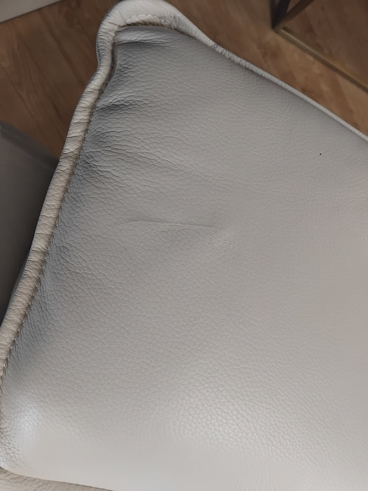 Sofology Premiere Leather 2.5 Seater Power Recliner/Headrest in Trusty Embossed Bone China