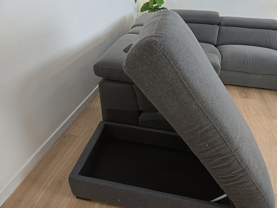 Hike 3 Corner 3 - Fabric Power Reclining Sofa- Charcoal