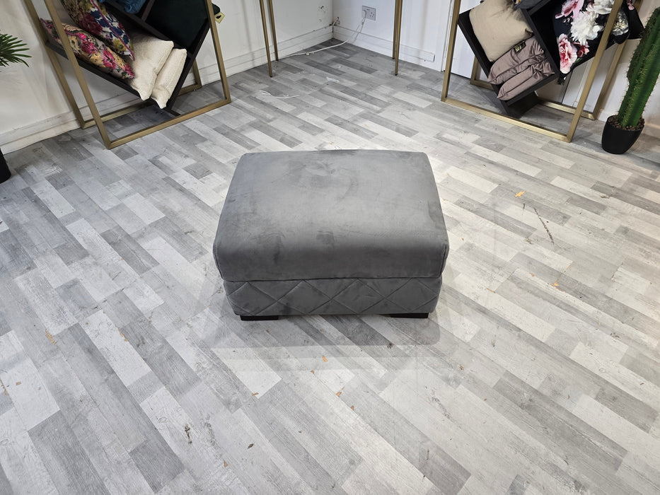 Mason Fabric Designer Footstool Tara Lead Grey