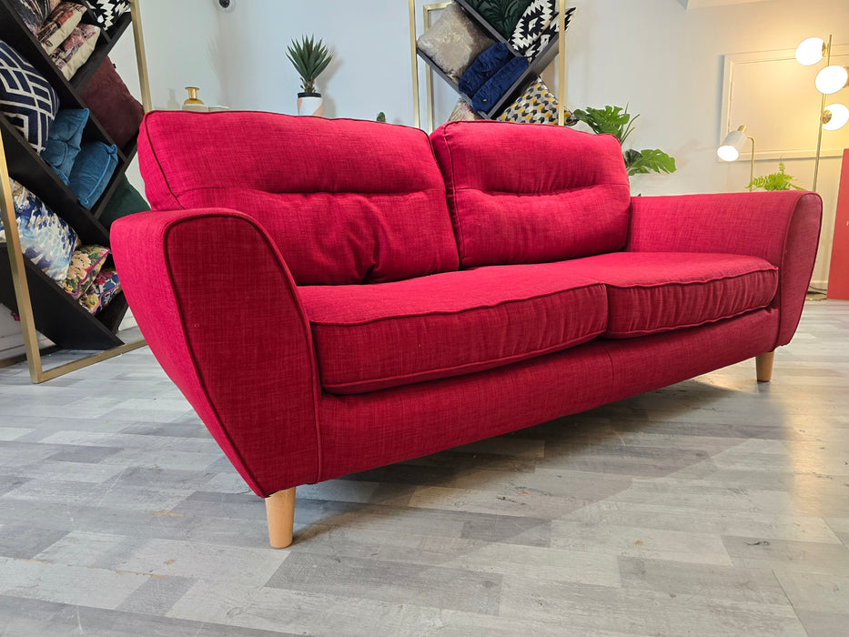 Hetty 3 Seater - Fabric Sofa - Linoso Red