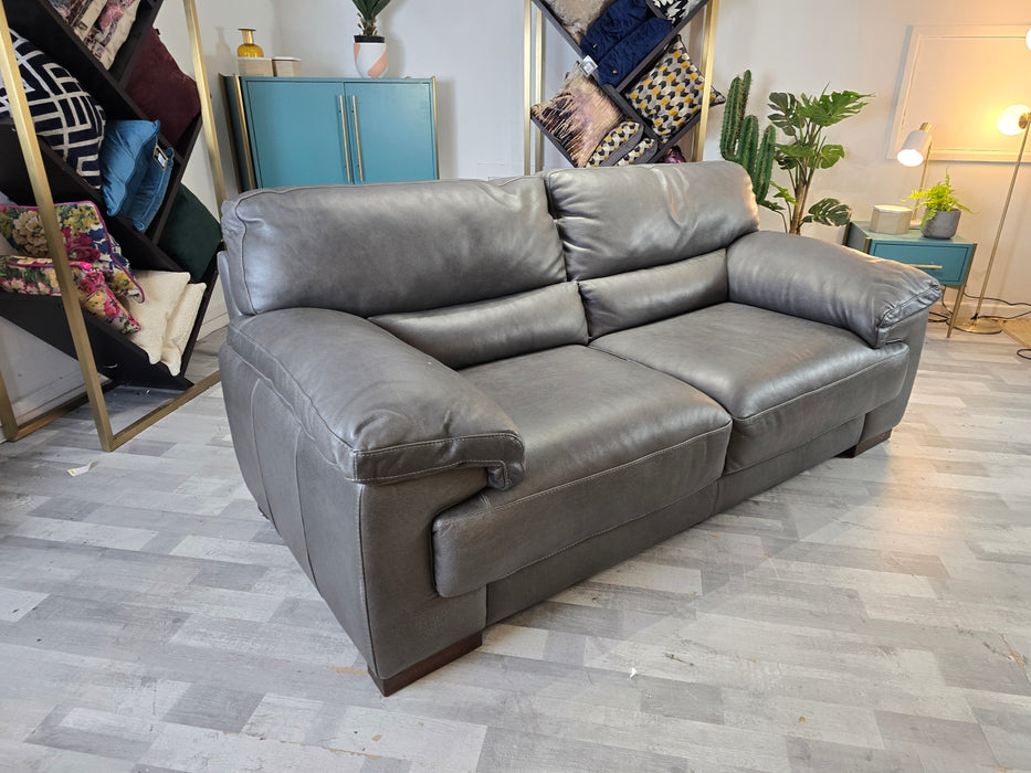 Santino 2 Seater - Leather Sofa - Apollo Grey