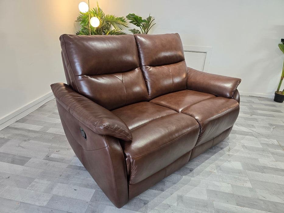 Albion 2 Seater - Leather Sofa - Chocolate - Manual Recliner