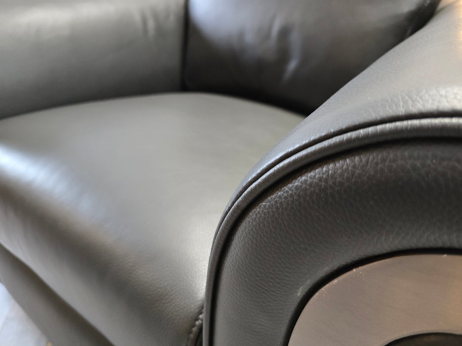 Plaza Swivel Chair - Trusty Embossed Leather Charcoal