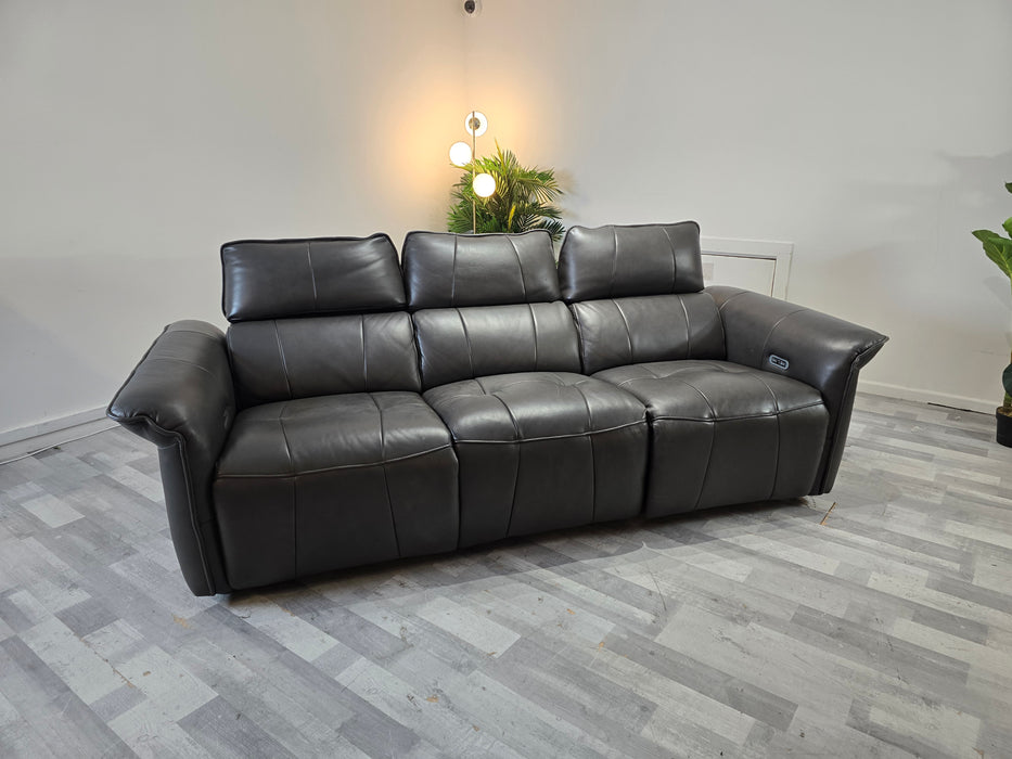 Cadenza 3 Seater - Power Recliner - Leather Sofa -  Charcoal