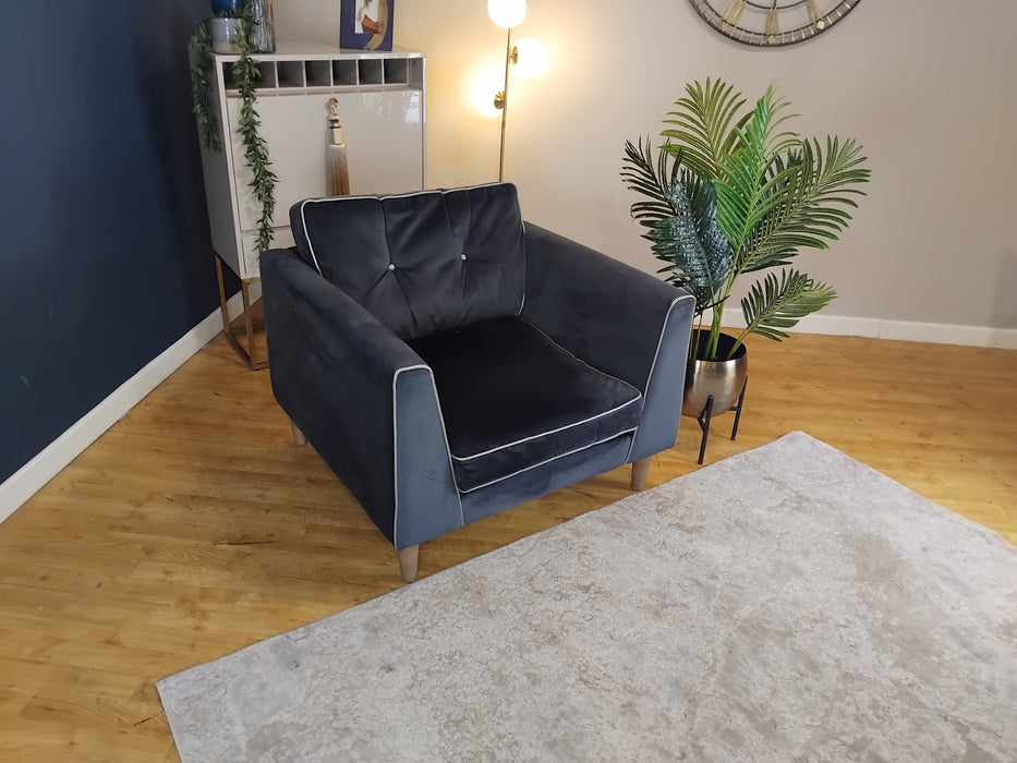 Sofology Cricket Fabric Chair in Charcoal Velvet Mix