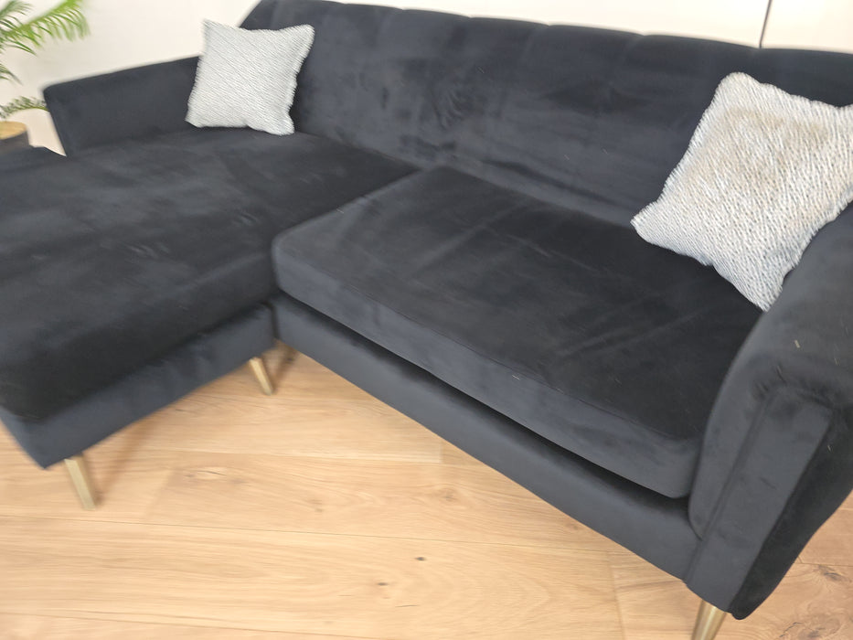 Ivanna 4 Seater Chaise - Fabric - Festival Spotted Black Mix