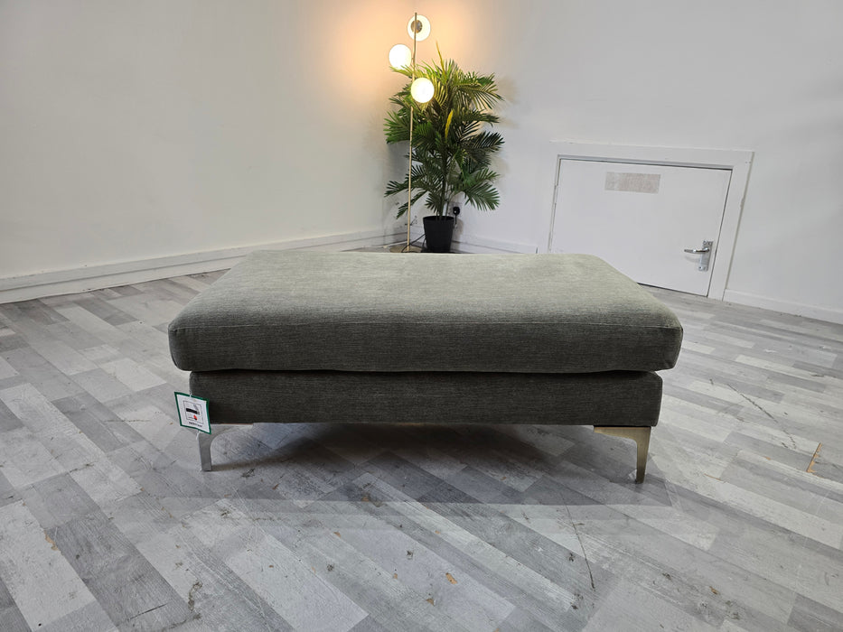 Demure Footstool - Fabric - Soft Pewter All Over