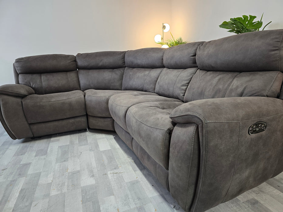 Radleigh 1 Corner 2 - Power Recliner - Leather Sofa - Aspen Grey