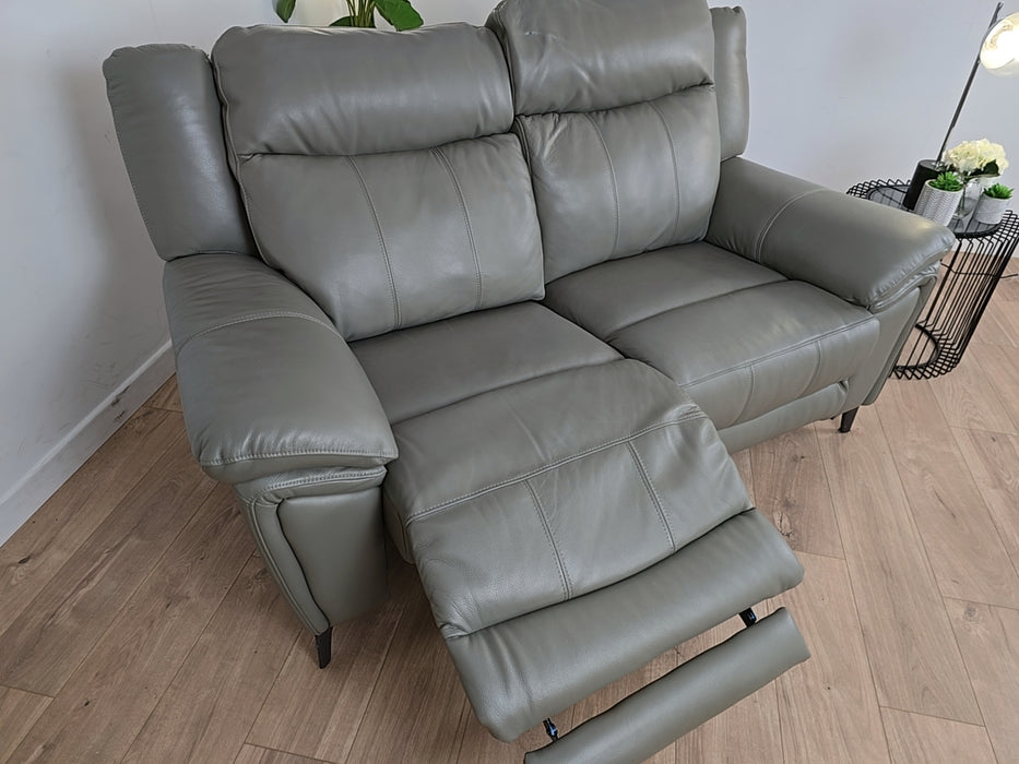 Wren 3 Seater - Leather Power Reclining Sofa - Grey