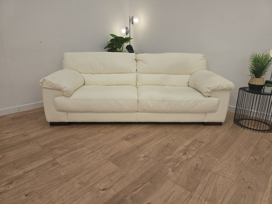 Santino 3 Seater  Sofa - Leather - Hampshire Aspen White