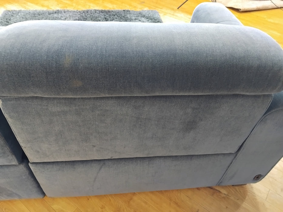 Sofology Kingsbridge Fabric 2.5 Seater Power Recliner/Headrest in Relaxed Chenille Denim