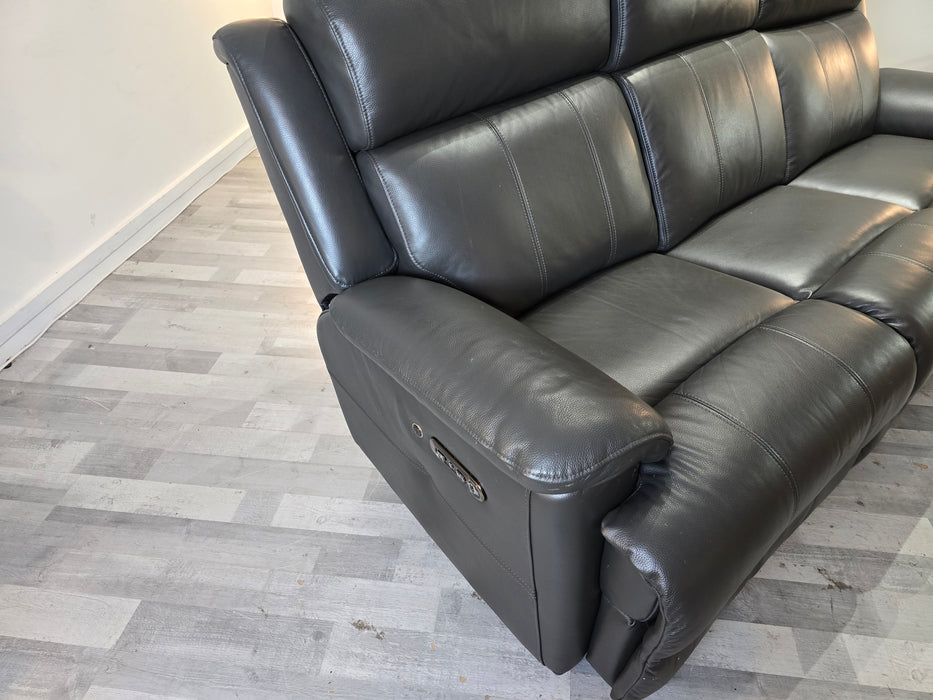 Gracy 3 Seater - Leather Power Reclining Sofa - Charcoal