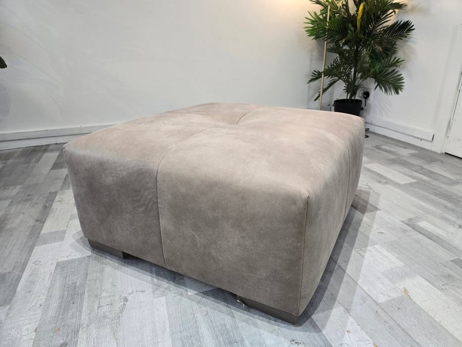 Strato Designer Footstool - Character Leather Taupe All Over