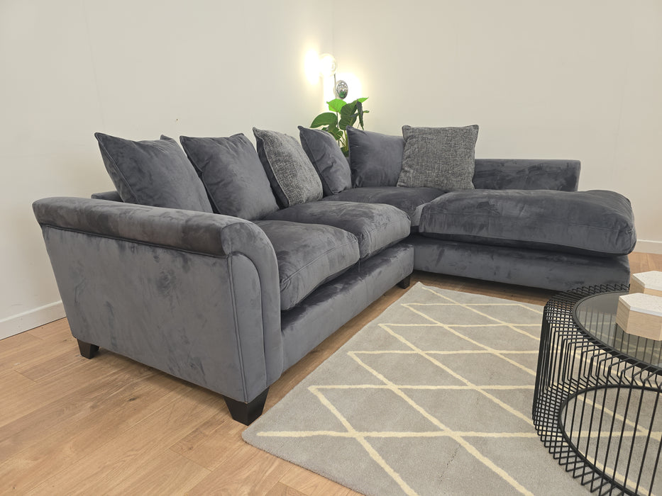 Lavisa Corner Sofa - Fabric - Velvet Steel