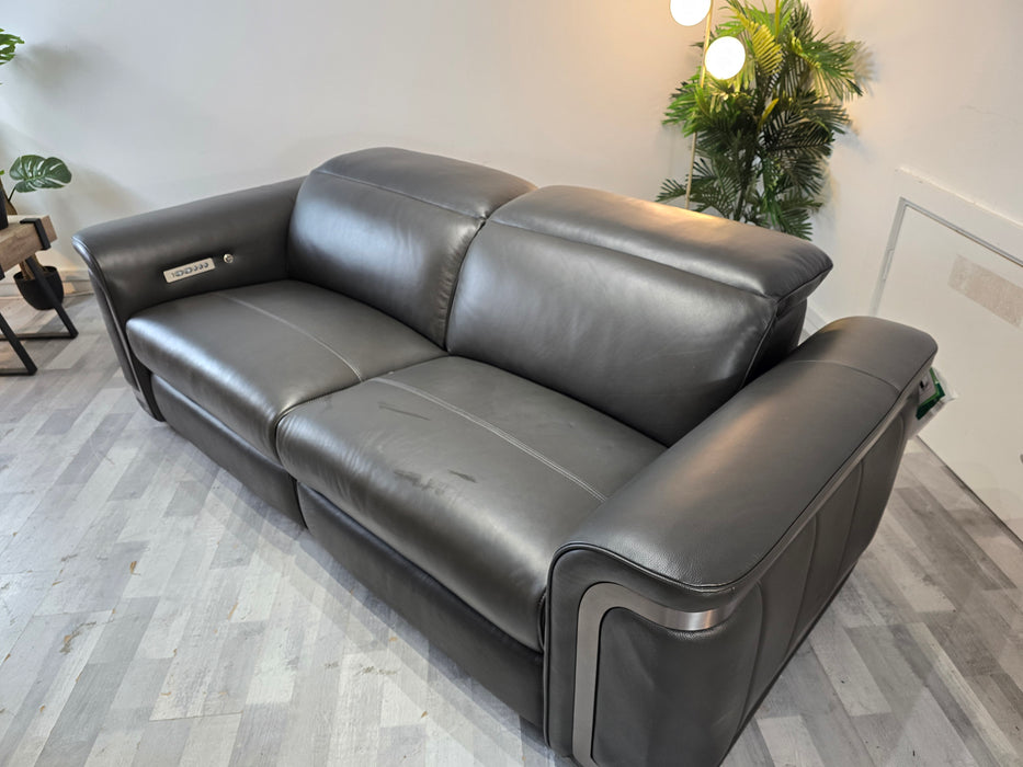 Plaza 2.5 Seater - Trusty Embossed Leather Charcoal - Power Recliner