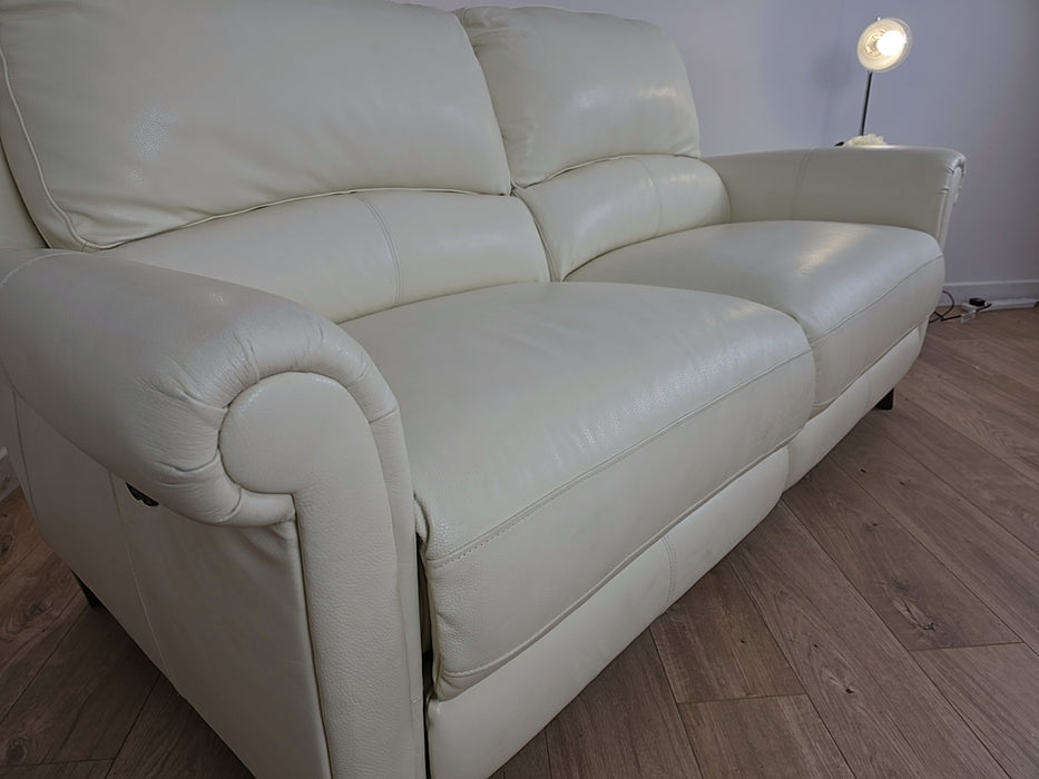 Heritage 2 Seater - Leather Power Reclining Sofa - White