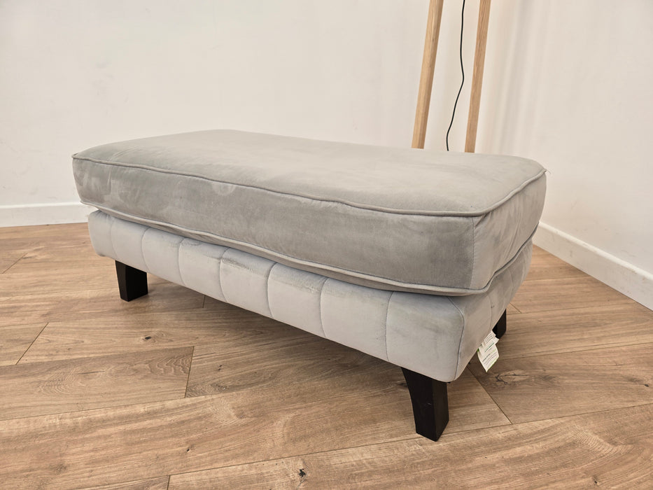 Fluted Isla - Fabric Footstool  - Silver