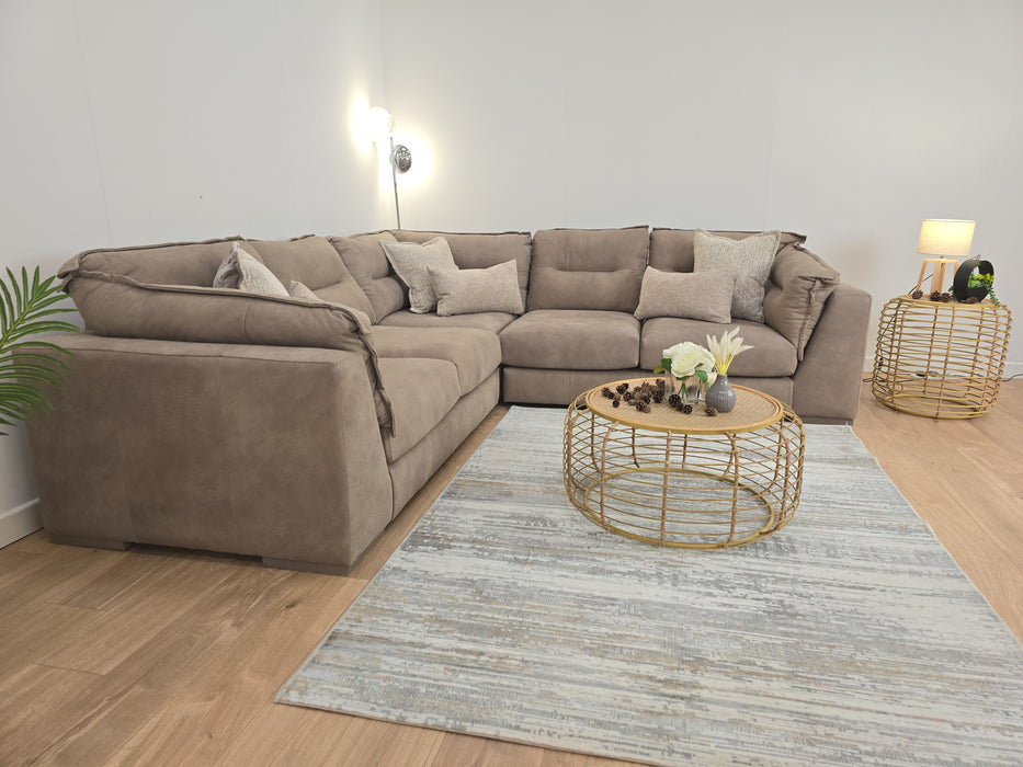 Strato Corner Sofa - Leather - Taupe/Natural Mix