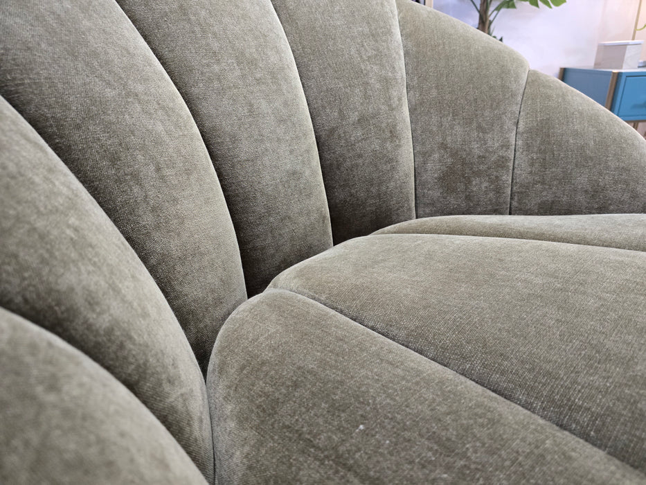 Nobu Fabric Swivel Chair - Relaxed Chenille Olive Green