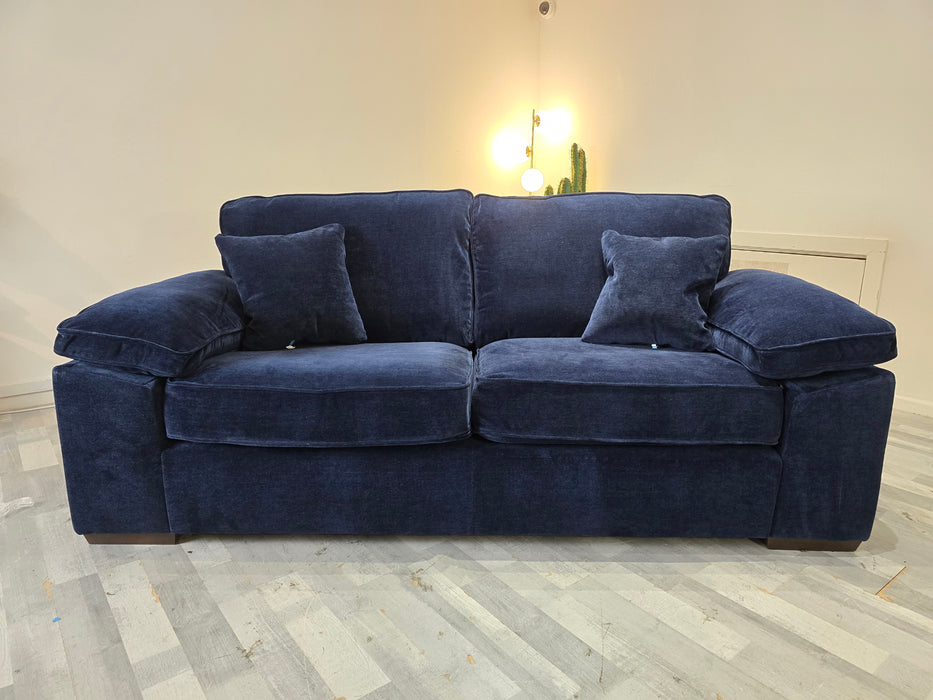 Brixton 3 Seater - Fabric Sofa -  Soft Chenille Navy All Over