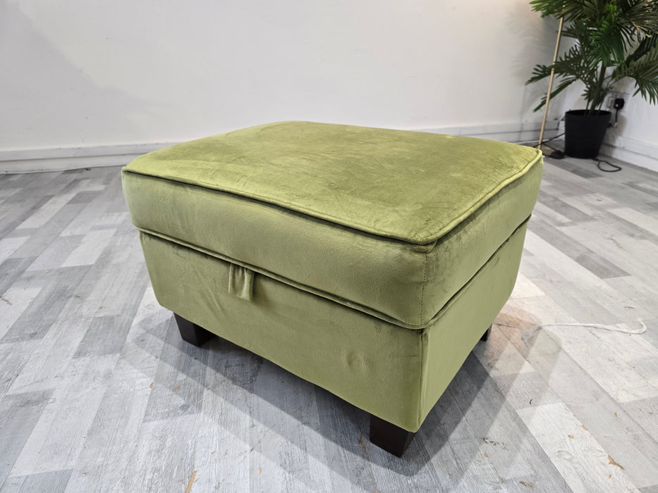 Canterbury Storage Footstool - Velvet Olive All Over