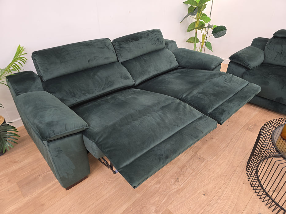 Benz 3 + 2 Seater Sofa Set - Fabric - Power Recliner - Heritage Bottle Green