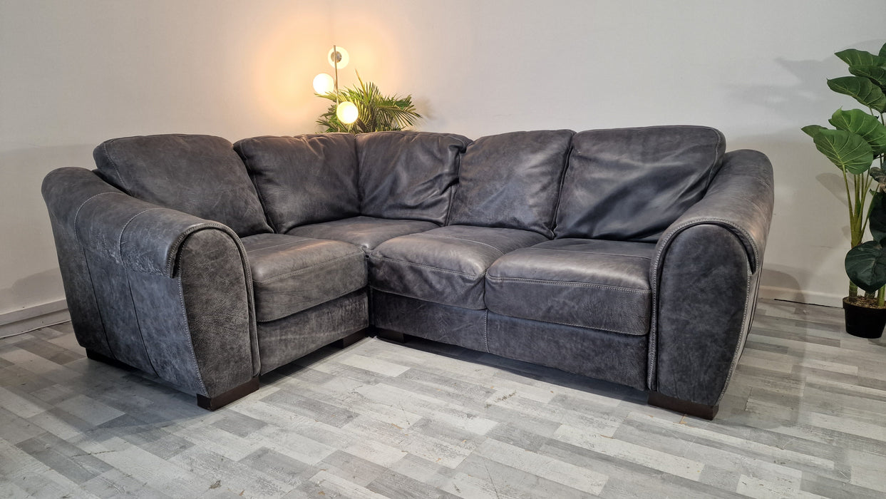 Galleria 2 Corner 1 - Leather Sofa - Utah Grey