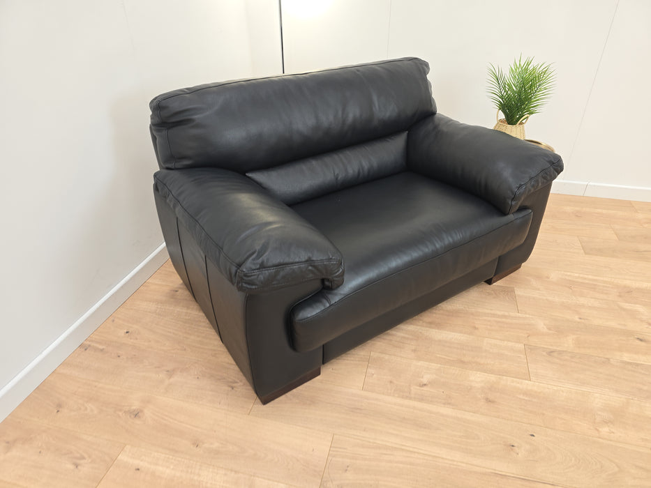 Santino Loveseat - Leather - Caruso Black