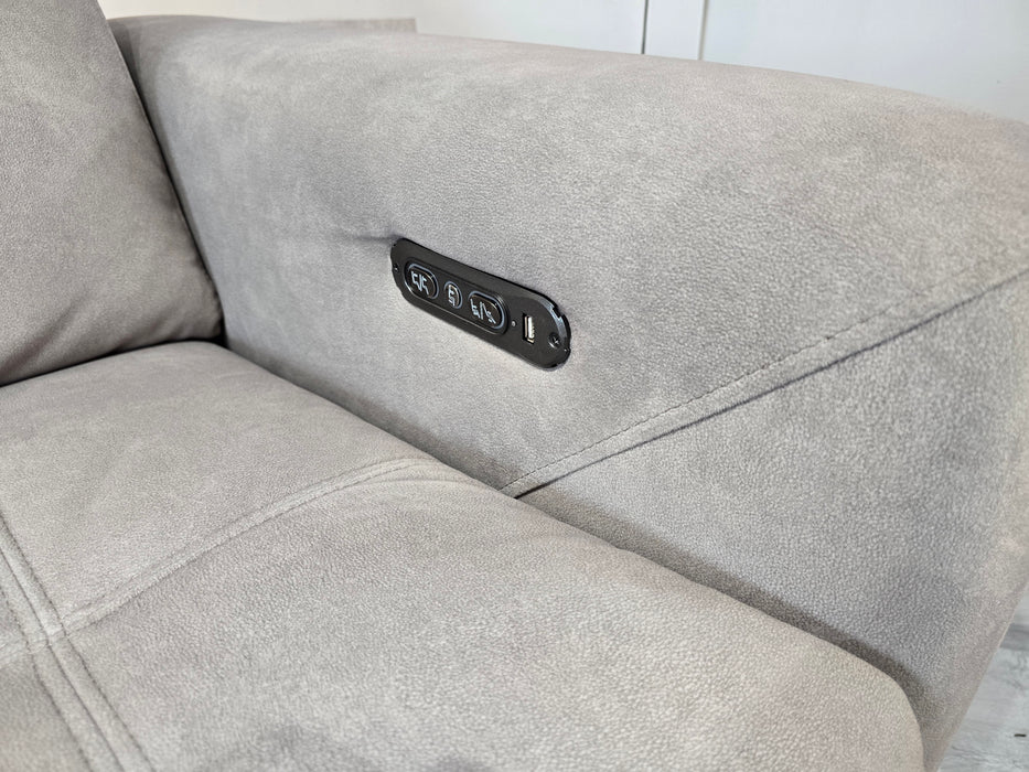 Marvella 3 Seater - Fabric Power Reclining Sofa - Lifestyle Flecked Fabric Stone