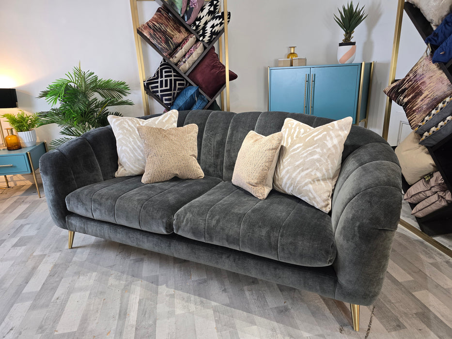 Opulent 3 Seater - Fabric Sofa - Manolo Slate Luxe Mix