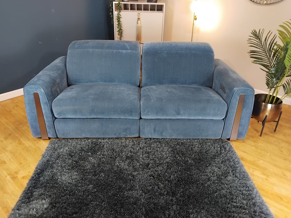 Sofology Kingsbridge Fabric 2.5 Seater Power Recliner/Headrest in Relaxed Chenille Denim