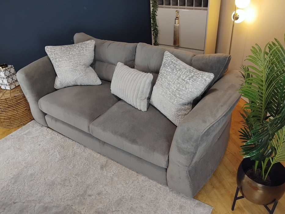 Sofology Reign Fabric 3 Seater in Luxe Sherpa Grey/Silver Mix