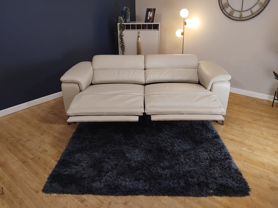 Sofology The Fratelli Leather 2.5 Seater Power Recliner/Headrest in Trusty Embossed Bone China