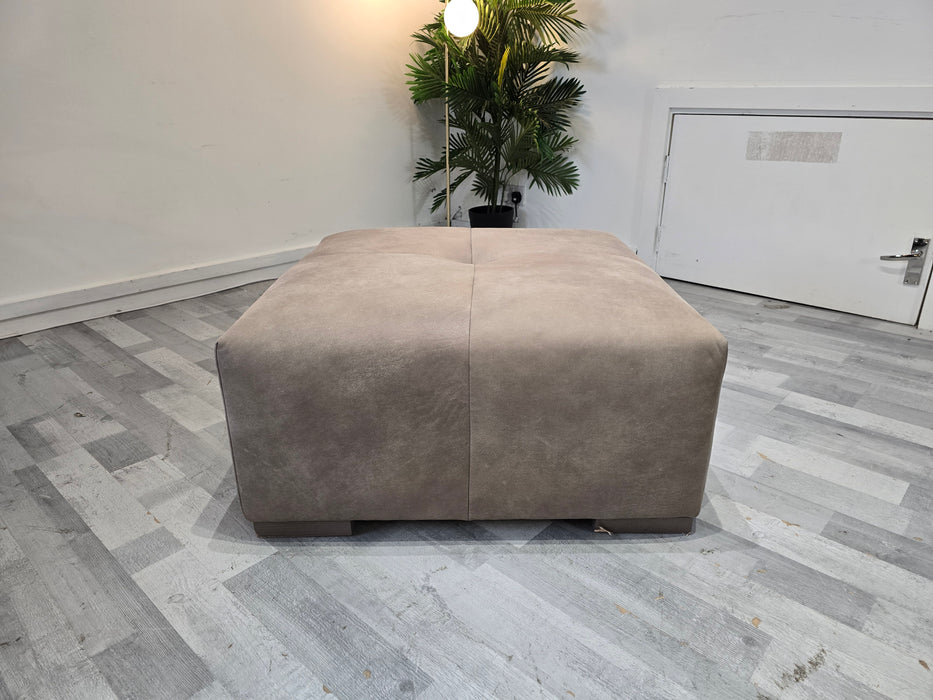 Strato Designer Footstool - Character Leather Taupe All Over