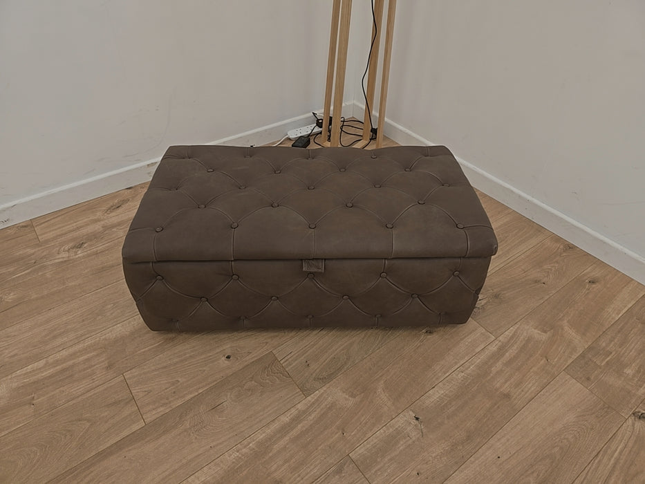 Venezia Storage Footstool - Leather - Chocolate