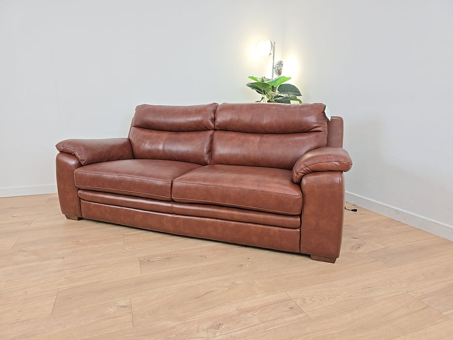 Sabin 3 Seater Sofa - Leather- Brown