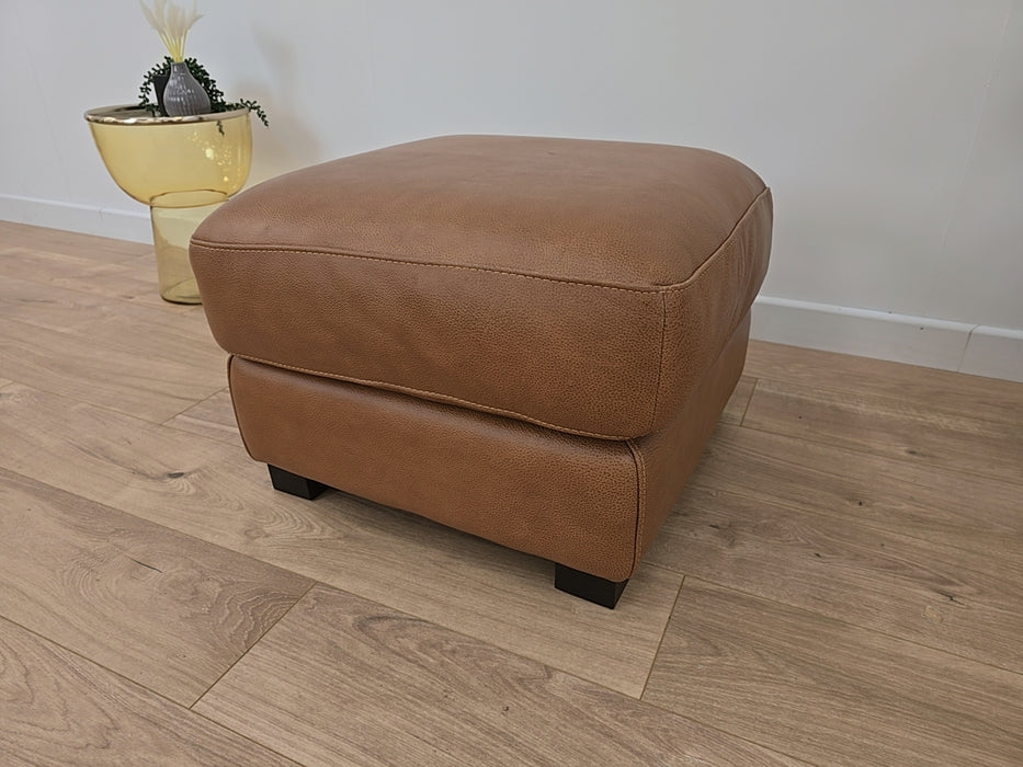 Santino - Leather Footstool  - Apollo Tan