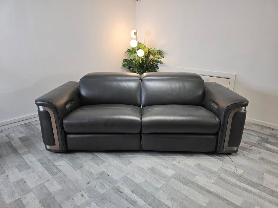 Plaza 2.5 Seater - Trusty Embossed Leather Charcoal - Power Recliner