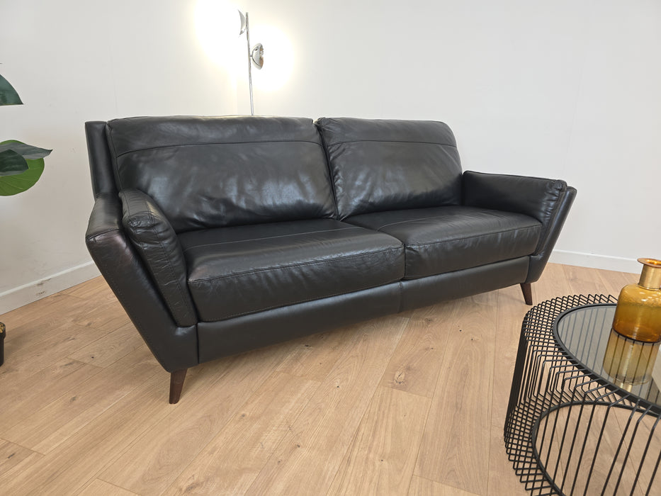 Fellini 3 Seater - Leather Sofa - Alaska Black